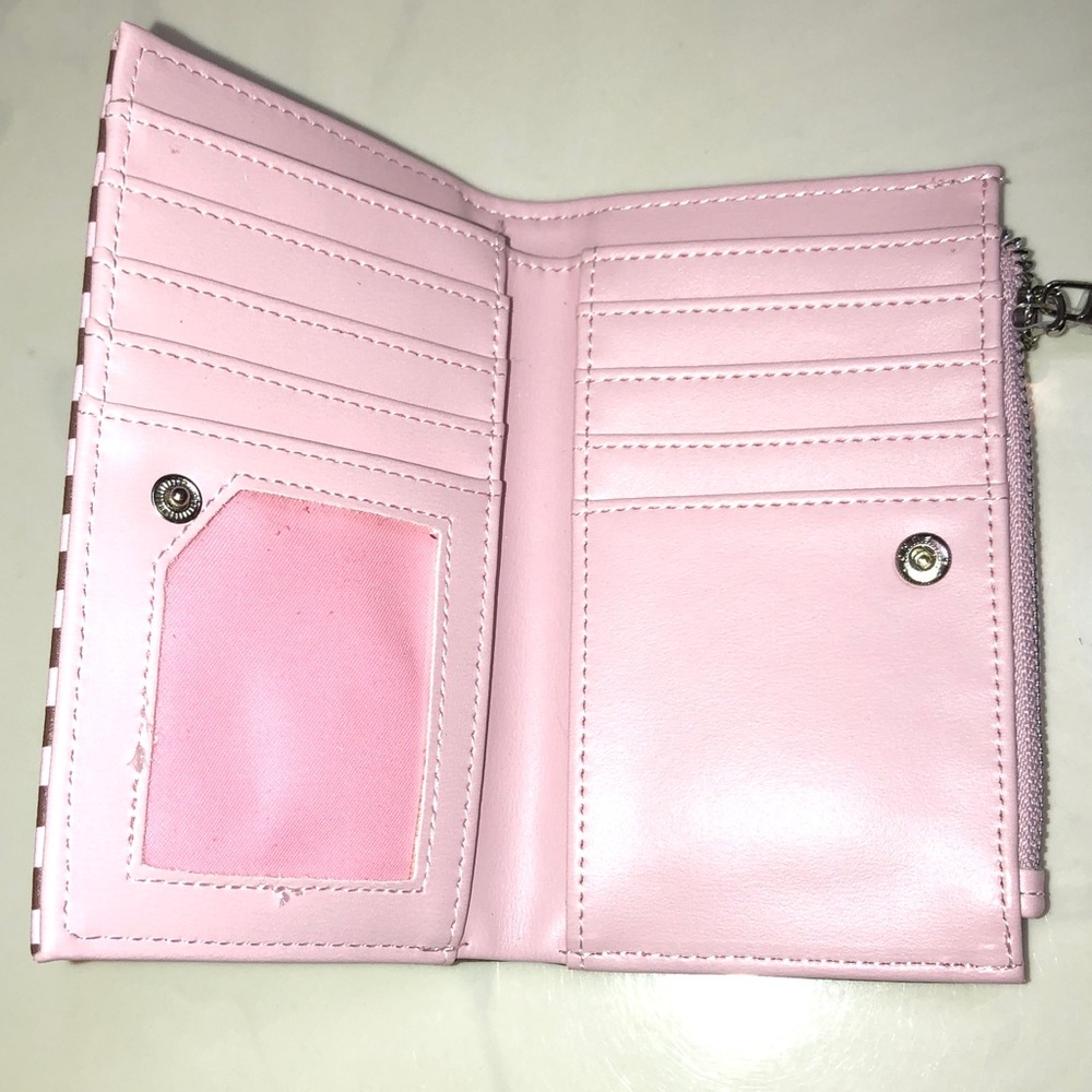 Madden Girl Pink & Brown Striped Bifold Faux Leather Wallet Dachshund Accent NWT - Picture 10 of 16